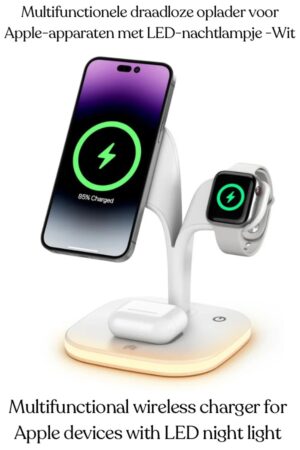 Multifunctional wireless charger for Apple devices with LED night light